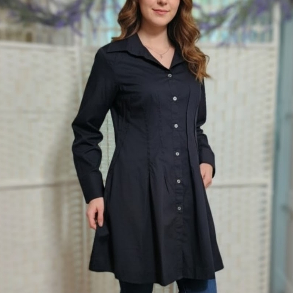 Soft Surroundings Black Pintuck Wilhemina Tunic Top